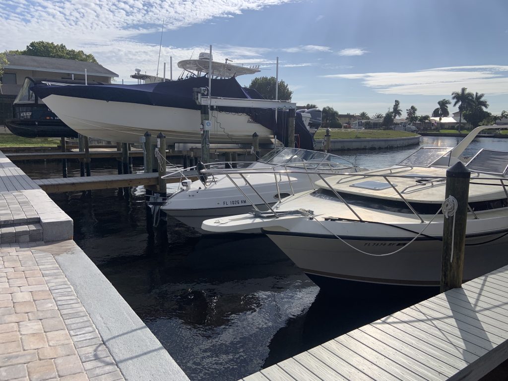 Boats docked in wet slips at Bikini Bay Marina